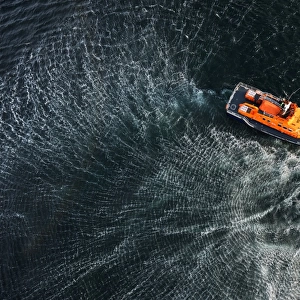 Aran Islands severn class lifeboat David Kirkaldy 17-06. Aerial shot taken from Irish Coastguard helicopter