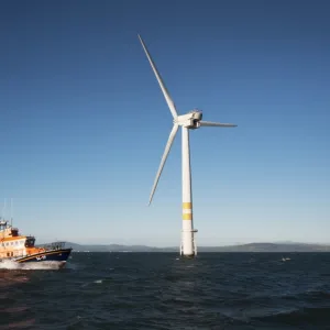 Arklow Trent class lifeboat Ger Tigchelaar in front of wind turbine