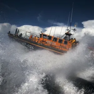 Baltimore Tyne class lifeboat Hilda Jarrett in rough sea Baltimore Tyne class lifeboat Hilda Jarrett in rough sea