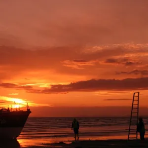 Barmouth Mersey class lifeboat Moira Barrie at sunset