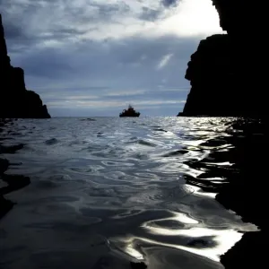 Barra Island severn class lifeboat Edna Windsor silhoeutte Barra Island severn class lifeboat Edna Windsor silhoeutte