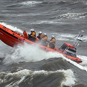 Blackpool Atlantic 85 inshore lifeboat William and Eleanor B-867 heading from right to left at speed