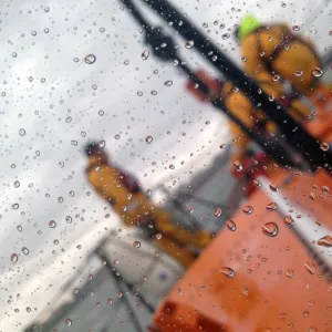 Crew onboard Bridlington Mersey class lifeboat Marine Engineer