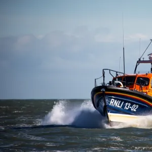 Dungeness Shannon class lifeboat The Morrell 13-02 at sea during trials prior to going on station