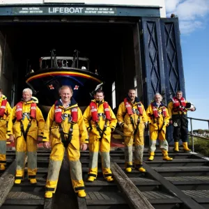 Group shot of Baltimore lifeboat crew stood on slipway