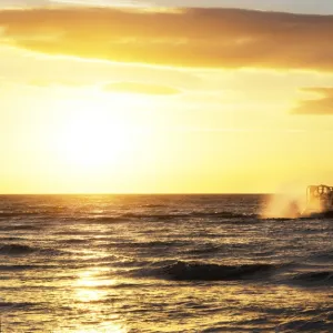 Hunstanton hovercraft The Hunstanton Flyer H-003 out on an evening training exercise. Sunset