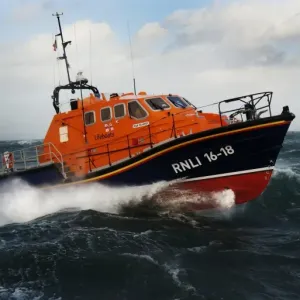 Kilmore Quay Tamar class lifeboat 16-18 Killarney. Lifeboat moving from left to right in choppy seas Kilmore Quay Tamar class lifeboat 16-18 Killarney. Lifeboat moving from left to right in choppy seas
