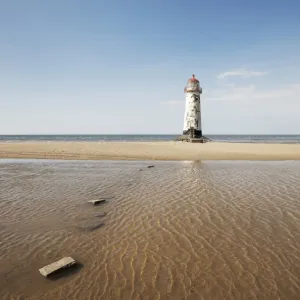 Landscape shot of lighthouse at Rhyl. Taken from beach