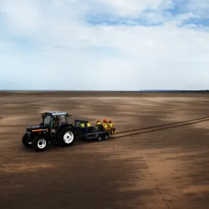 Launch tractor on the sands at Hoylake