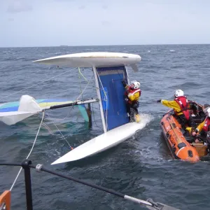 Moelfre D-class lifeboat Kingsand D-532 during a service