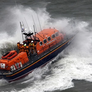 Mumbles Tyne class lifeboat Babs and Agnes Robertson 47-019 on exercise in rough seas