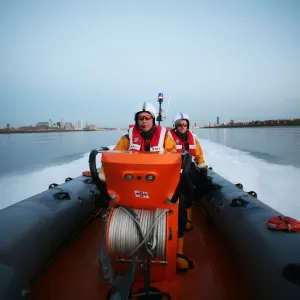 New Brighton Atlantic 75 Rock Light B-721 Artistic shot of ILB skimming up river towards camera