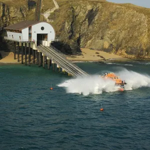 Padstow Tamar class lifeboat Spirit of Padstow launching