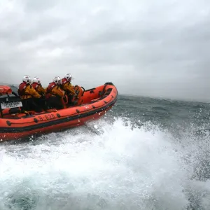 Poole Atlantic 85 class inshore lifeboat Sgt Bob Martin in rough seas