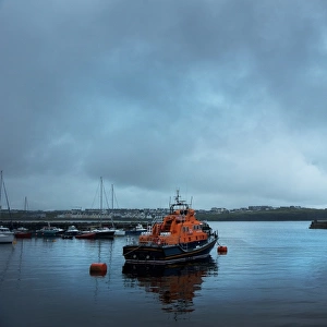 Portrush Severn class lifeboat William Gordon Burr 17-30 moored in the harbour