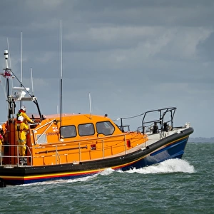 Prototype FCB2 Shannon class lifeboat in Poole Bay during the Shannon media day facility