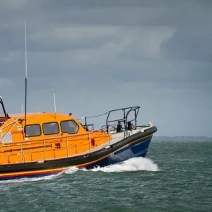 Prototype FCB2 Shannon class lifeboat in Poole Bay during the Shannon media day facility