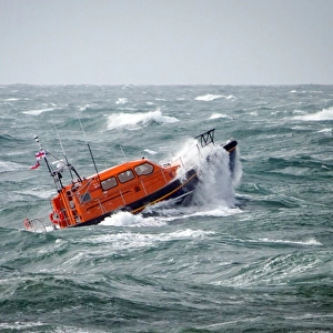 Prototype FCB2 (Shannon) lifeboat in rough seas off Portland Bill