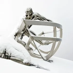 RNLI Memorial covered in snow