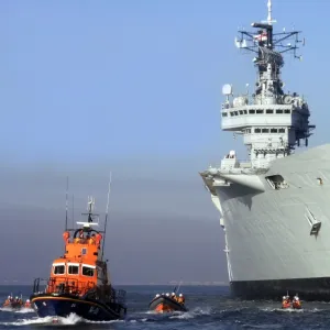 The Royal Navy flagship aircraft carrier HMS Ark Royal in Poole