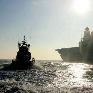 The Royal Navy flagship aircraft carrier HMS Ark Royal in Poole