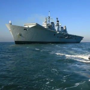 The Royal Navy flagship aircraft carrier HMS Ark Royal in Poole