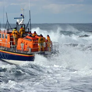 Sennen Cove Tyne class lifeboat Norman Salvesen in surf