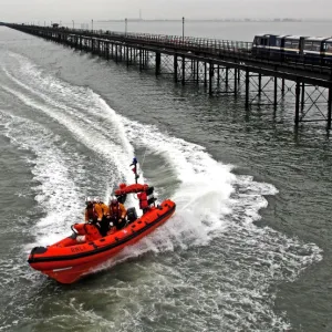 Southend pier and Atlantic 75 inshore lifeboat