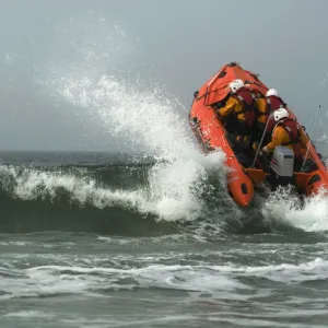 St Ives D class lifeboat in surf