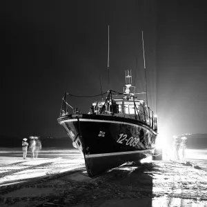 St Ives Mersey class all weather lifeboat The Princess Royal (c.s No 41) 12-009 being recovered after a shout in the early evening. Shortlisted finallist for Photographer of the Year 2012