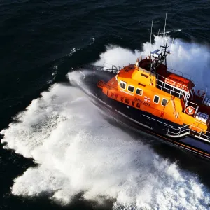 Stornoway Severn class lifeboat Tom Sanderson 17-18 aerial shot from above