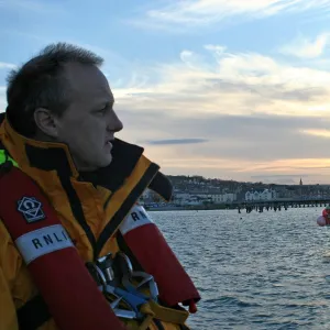 Swanage crew member at dusk