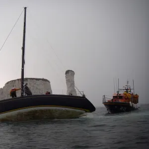 Swanage mersey class lifeboat Robert Charles Brown during a yach