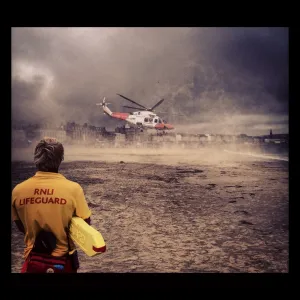 Weymouth lifeguard and rescue helicopter 106 on Weymouth beach. Third place in the Photographer of the Year 2012