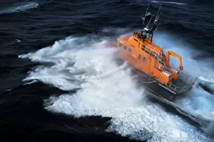 Aerial shot of Valentia severn class lifeboat John and Margaret Doig