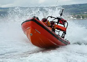 Inshore Lifeboat Prints: Bangor Alantic 85 inshore lifeboat Jessie Hillyard B-805 heading towards the camera at aspeed