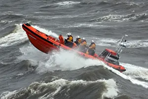 Inshore Lifeboat Prints: Blackpool Atlantic 85 inshore lifeboat William and Eleanor B-867 heading from right to left at speed