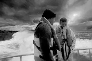 Two falmouth crew members onboard the Severn class lifeboat Rich
