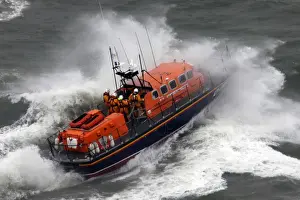 Mumbles Tyne class lifeboat Babs and Agnes Robertson 47-019 on exercise in rough seas