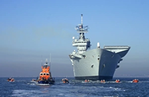The Royal Navy flagship aircraft carrier HMS Ark Royal in Poole
