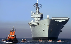 The Royal Navy flagship aircraft carrier HMS Ark Royal in Poole