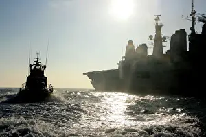 The Royal Navy flagship aircraft carrier HMS Ark Royal in Poole