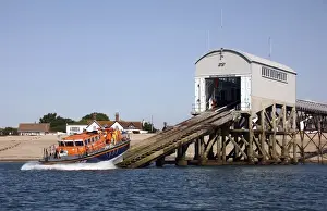 Selsey Tyne class lifeboat Voluntary Worker 47-031 launching down the slipway