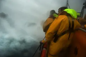 Sennen Cove tyne class lifeboat Norman Salveson in rough weather