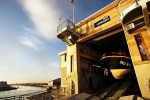 Shoreham Harbour lifeboat station with tamar class lifeboat Enid Collett 16-15 on the slipway