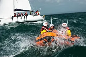 Inshore Lifeboat Prints: Solent lifeboats provide safety cover during the annual Round the Island Race