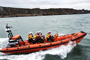 Inshore Lifeboat Prints: Teignmouth Atlantic 85 inshore lifeboat the Two Annes B-809 moving from left to right