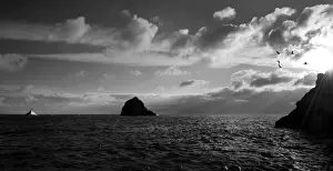 Torbay severn class lifeboat Alec and Christina Dyke 17-28 at sea, black and white